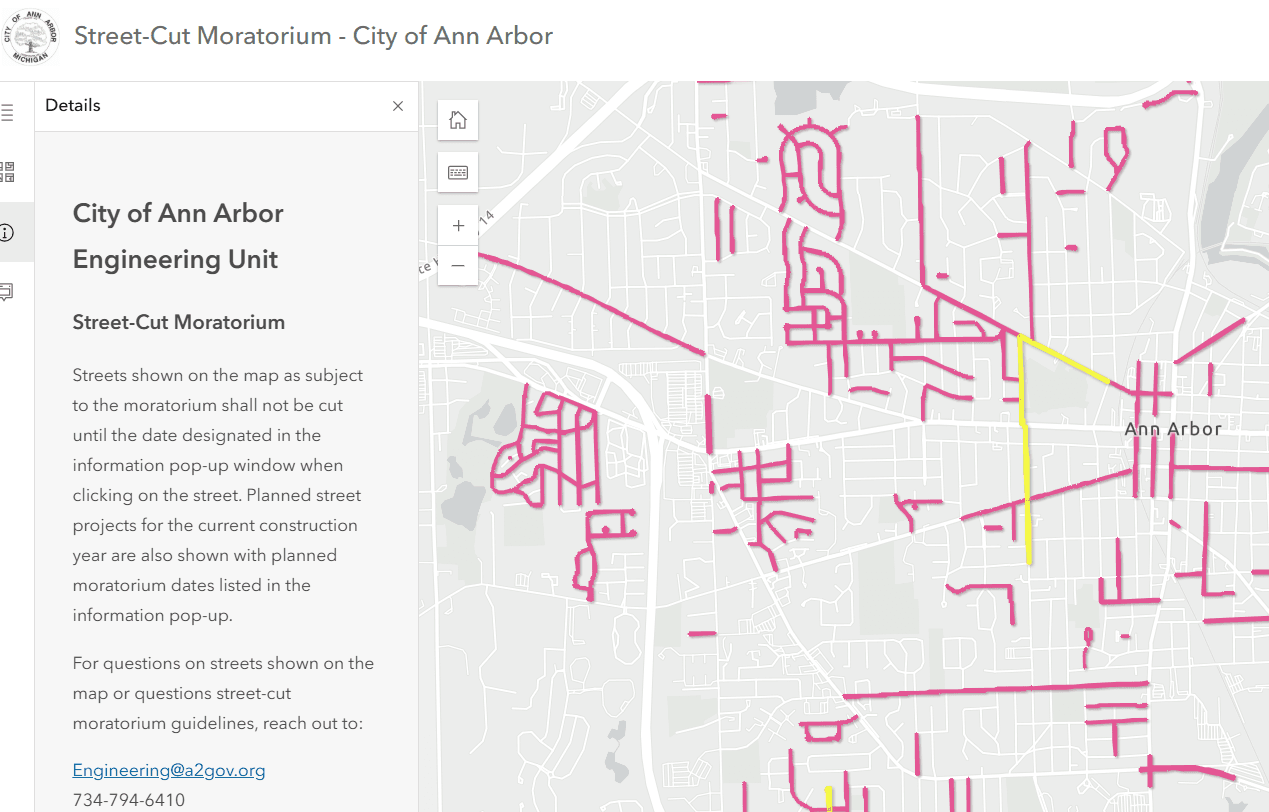 Street-Cut Restriction Map Dashboard Preview